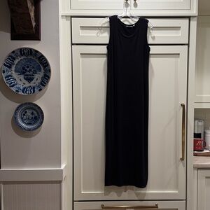 Athleta Gaia Layered Maxi Dress Black Lounge Side Slit Sleeveless S
